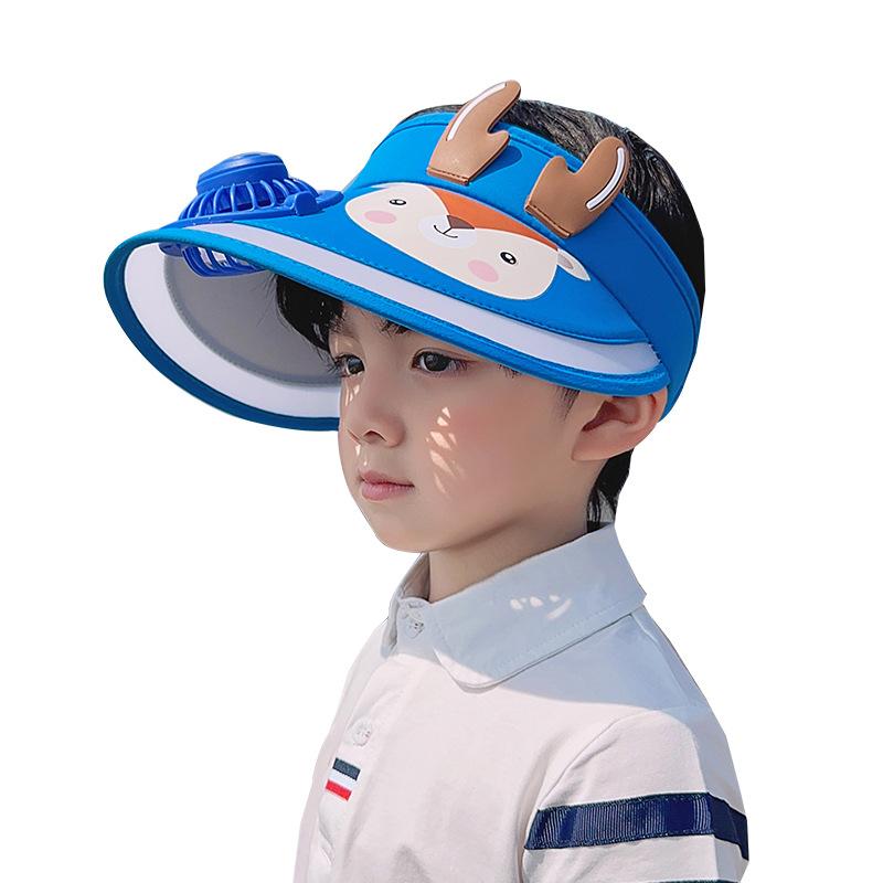 Kids' Hats Summer with Fan Sun Hats Boys Girls Sun Hats Cartoon Cute Sunblock Empty Top Hats