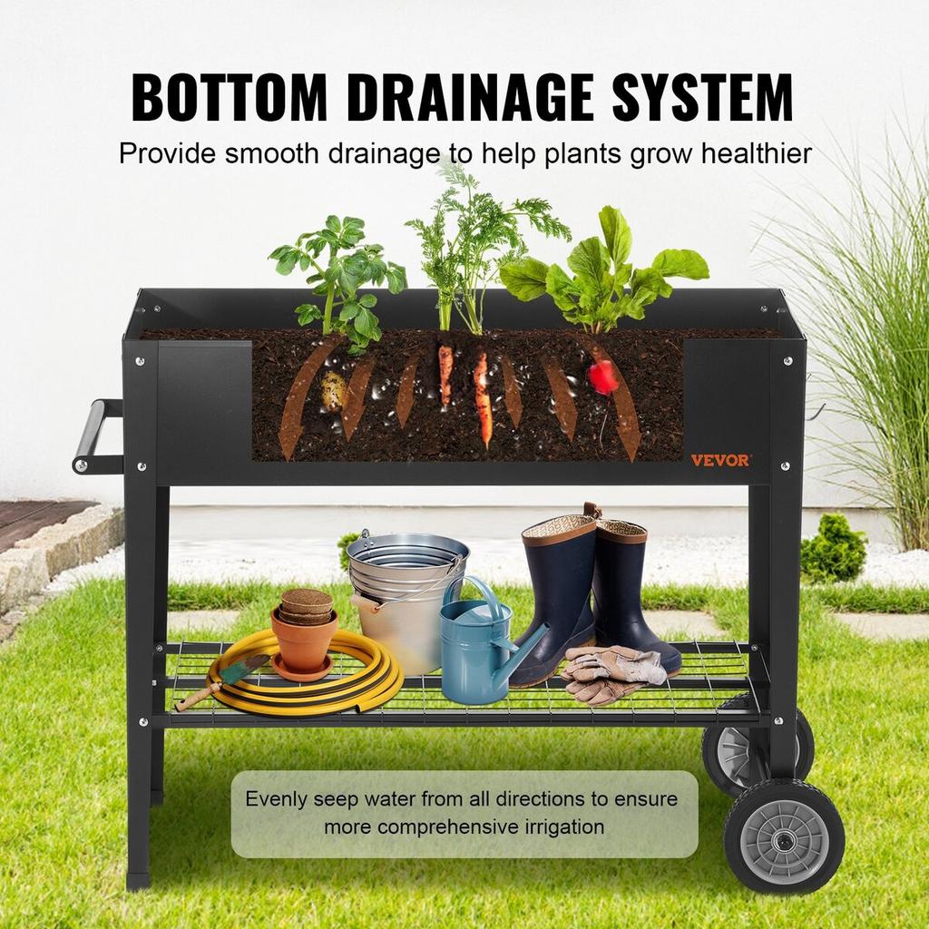 Raised Garden Bed, 42.5 x 19.5 x 31.5 inch Galvanized Metal Planter Box, Elevated Outdoor Planting Boxes with Legs, for Growing