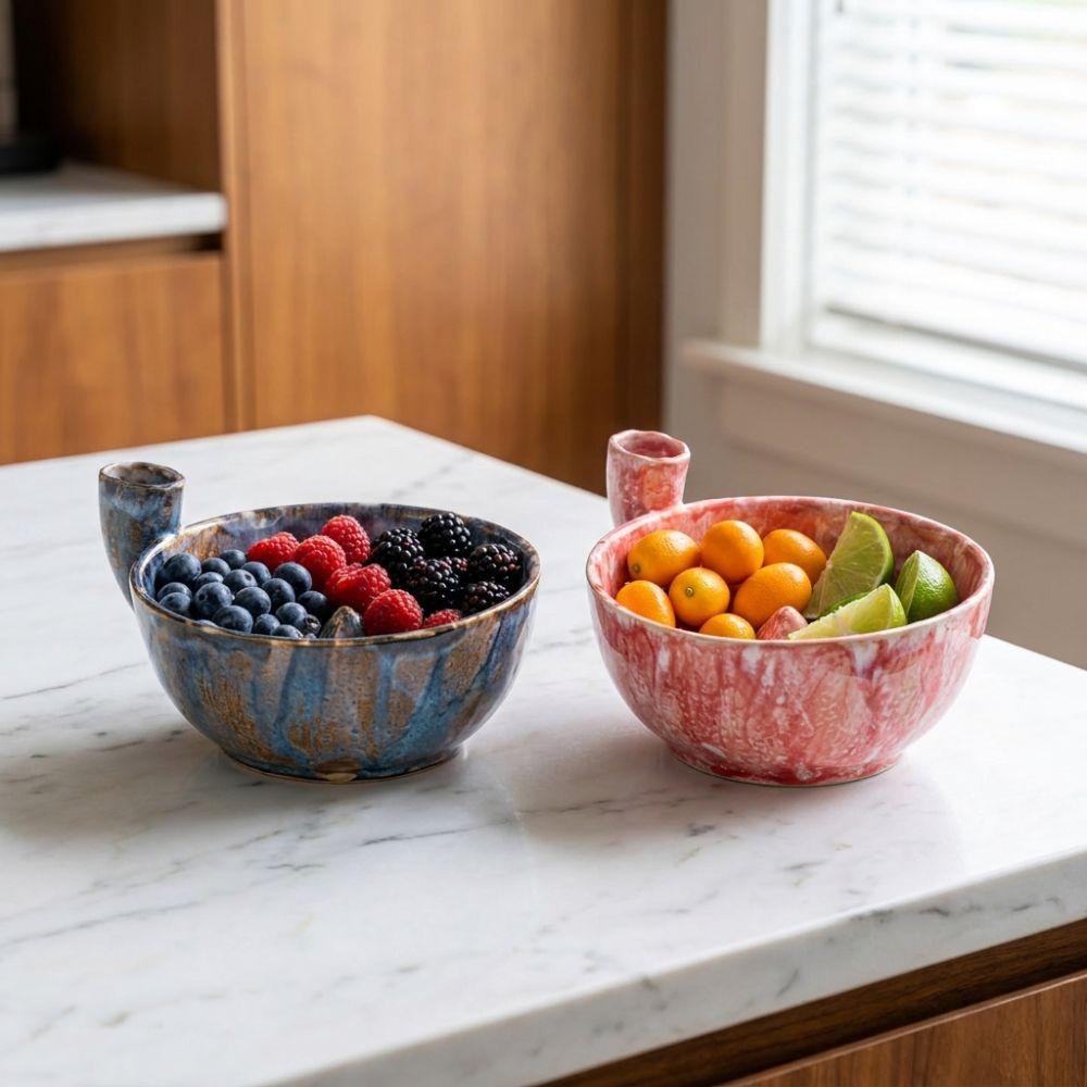 Self-Spinning Automatic Fruit Washer Bowl Ceramic Fruit Cleaning Bowl  Vegetable Washer