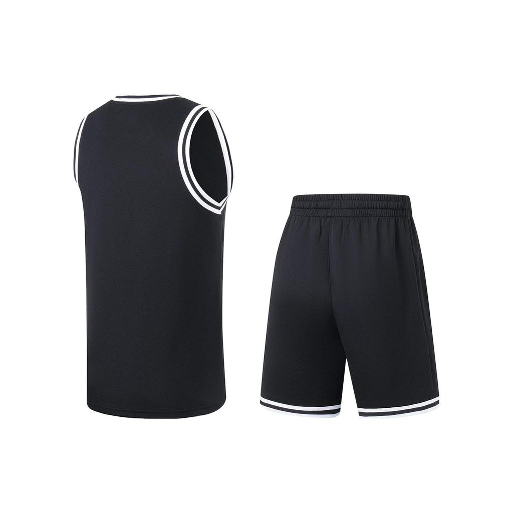 Баскетбольная спортивная серия Li Ning, логотип с принтом, впитывающий пот, удобный, раздельный баскетбольный комплект, мужская спортивная одежда, черный, белый цвет AATT001-6