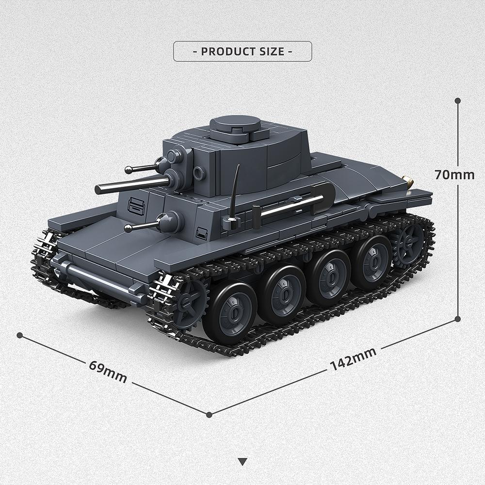 НОВЫЙ 400 шт. 38T-A Легкий танк Вторая мировая война Мотоцикл Немецкий внедорожный Грузовик Кирпичи Сборная модель Строительные блоки Игрушечная машинка для мальчика Подарок