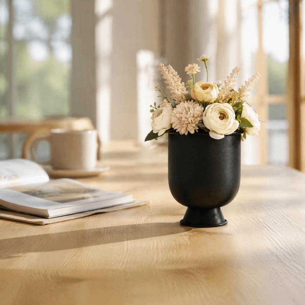 Vintage Iron Goblet Planter Iron Metal Flower Vase Durable Tabletop Plant Pot  Home Decor