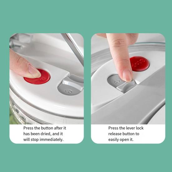 Центрифуга для салата большая ручная с системой дуршлага Мойка для овощей и фруктов многофункциональная пластиковая