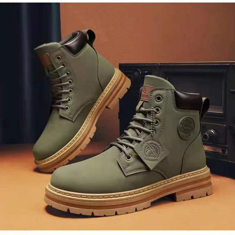 Осенние мужские ботинки Мужские высокие кожаные ботинки Мужские брендовые мотоциклетные ботинки для мужчин Новые зимние ботинки Теплые ботинки Para Hombre