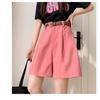 Stylish and Breathable Cotton-Linen Work Shorts for Women, Fashionable High Waist and Loose Fit Wide-Leg Pants
