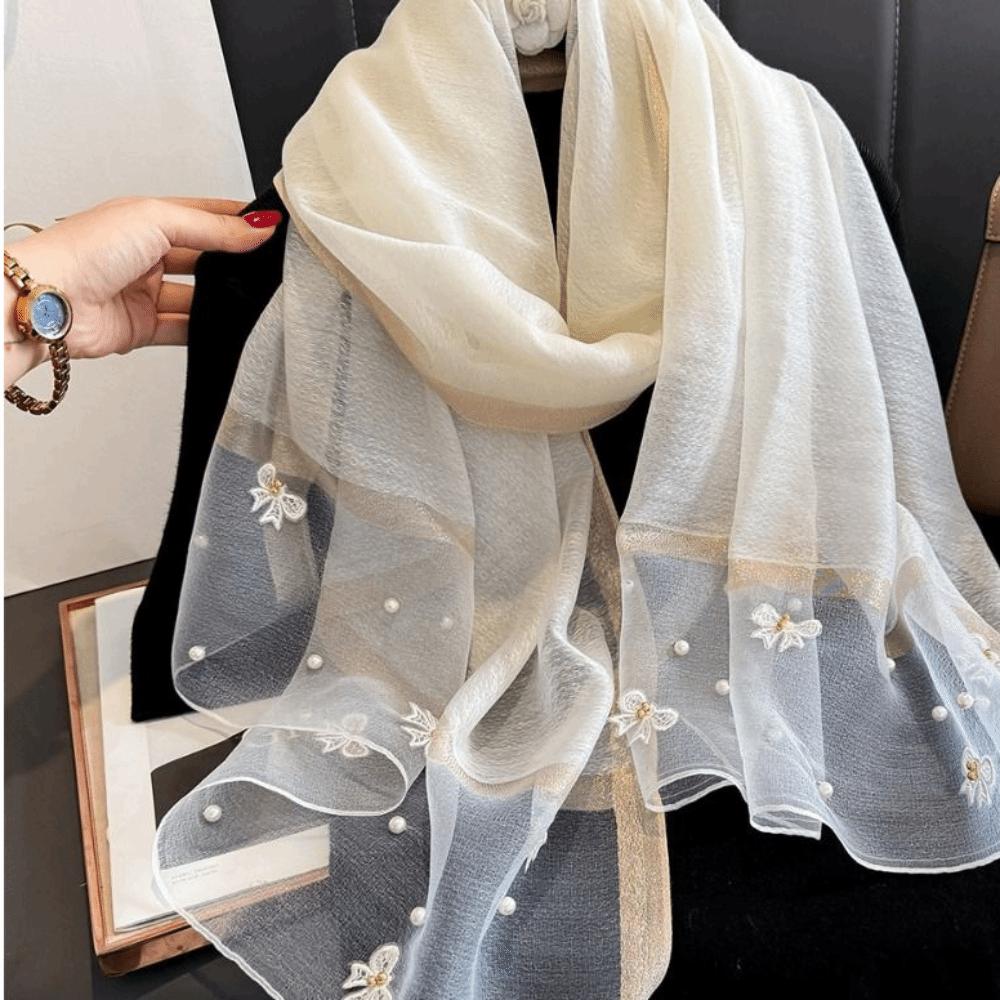 Korean Thin Silk Scarf Elegant Women Hijab Shawls Headkerchief Lace Scarf Wraps Spring