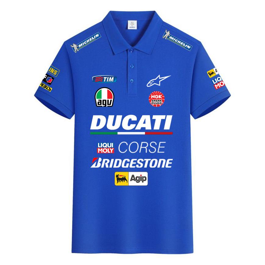 Ducati Поло Corse MotoGP Racing, Мужское Женское Повседневное с Коротким Рукавом и Полной Печатью Логотипов Спонсоров