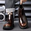 Luxury Brand Men Autumn Retro British Trend Brand Polished High Top Leather Shoes Fashion Comfortable Thick Soled Chelsea Boots