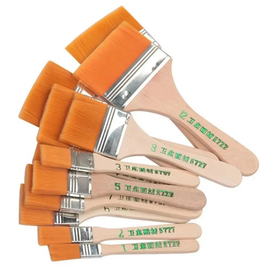 12Pcs Nylon Paint Brush Set - High-Quality Synthetic Bristles For Acrylic, Oil, Watercolor, Drawing, And Art Supplies