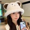Женская милая плюшевая панама с медвежьими ушками, теплая осенне-зимняя шапка-бини с защитой ушей, большой окружности головы.
