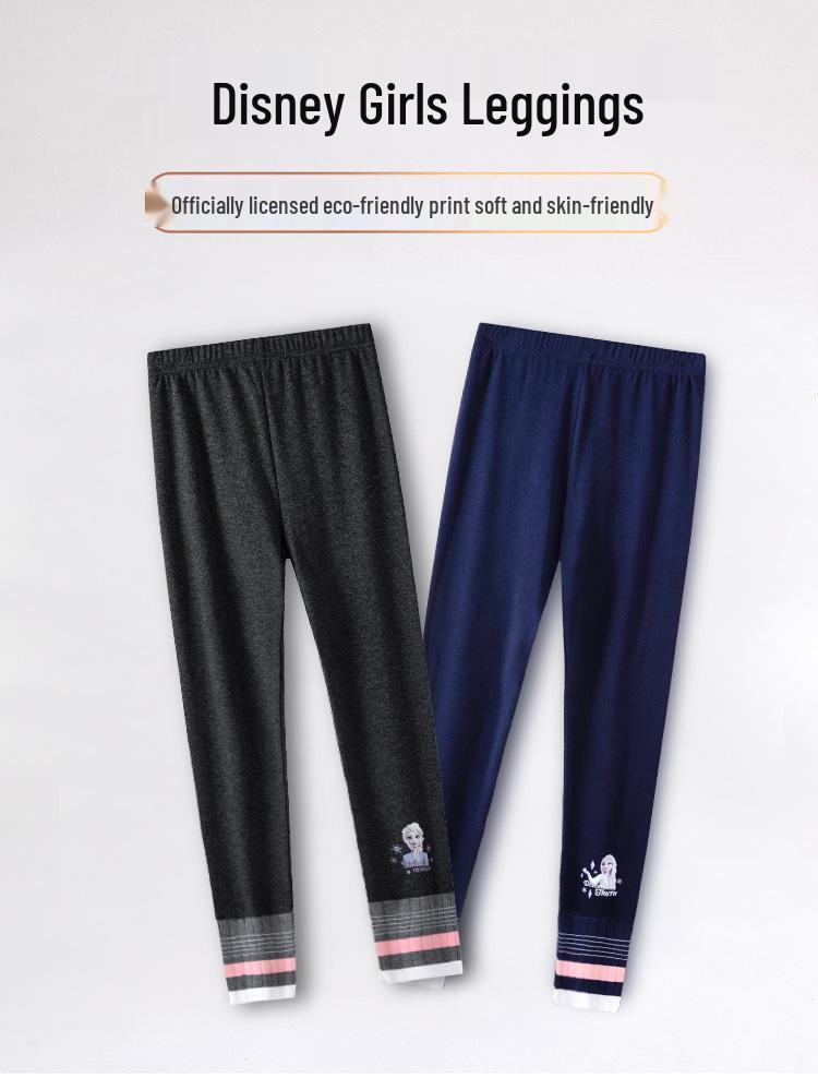 Disney Elsa Princess Girls' Autumn/Winter Leggings - Fashionable, Casual, Elastic Versatile Pants