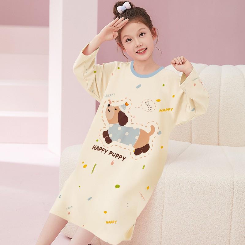 Girls Cotton Long Sleeve Pajama Set Cartoon Print Sleepwear Winter Home Wear