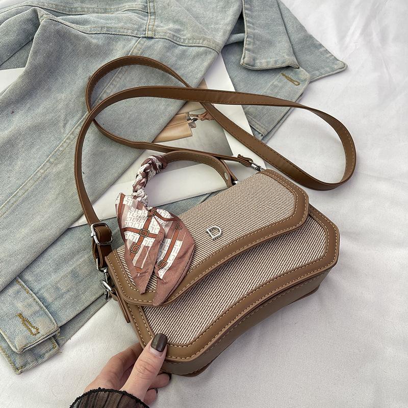 Новый модный шелковый шарф контрастного цвета, сумка-седло, универсальная портативная на плечо, кроссбоди, трендовая женская сумка