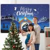 1pc Merry Christmas, Nativity Scene Polyester Background Fabric - Blue background Christmas Party Decoration and photography