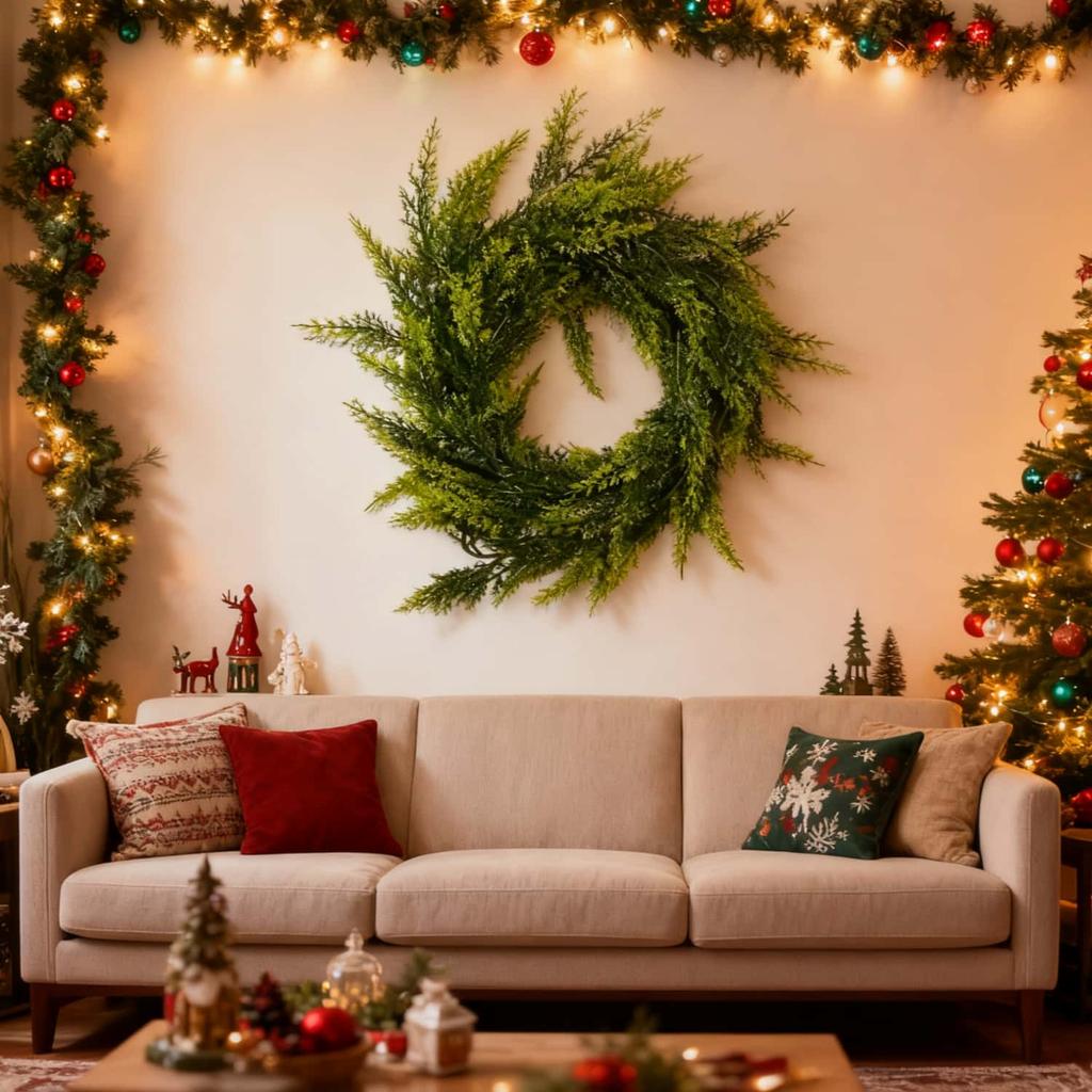 New Artificial Pine Cypress Garland 6FT Lifelike Rattan Vine Greenery Faux Plants for Christmas Indoor Outdoor Decor