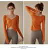 Women's Autumn V-Neck Long Sleeve Yoga Top - Nude Feeling, Ideal for Running, Fitness, and Pilates