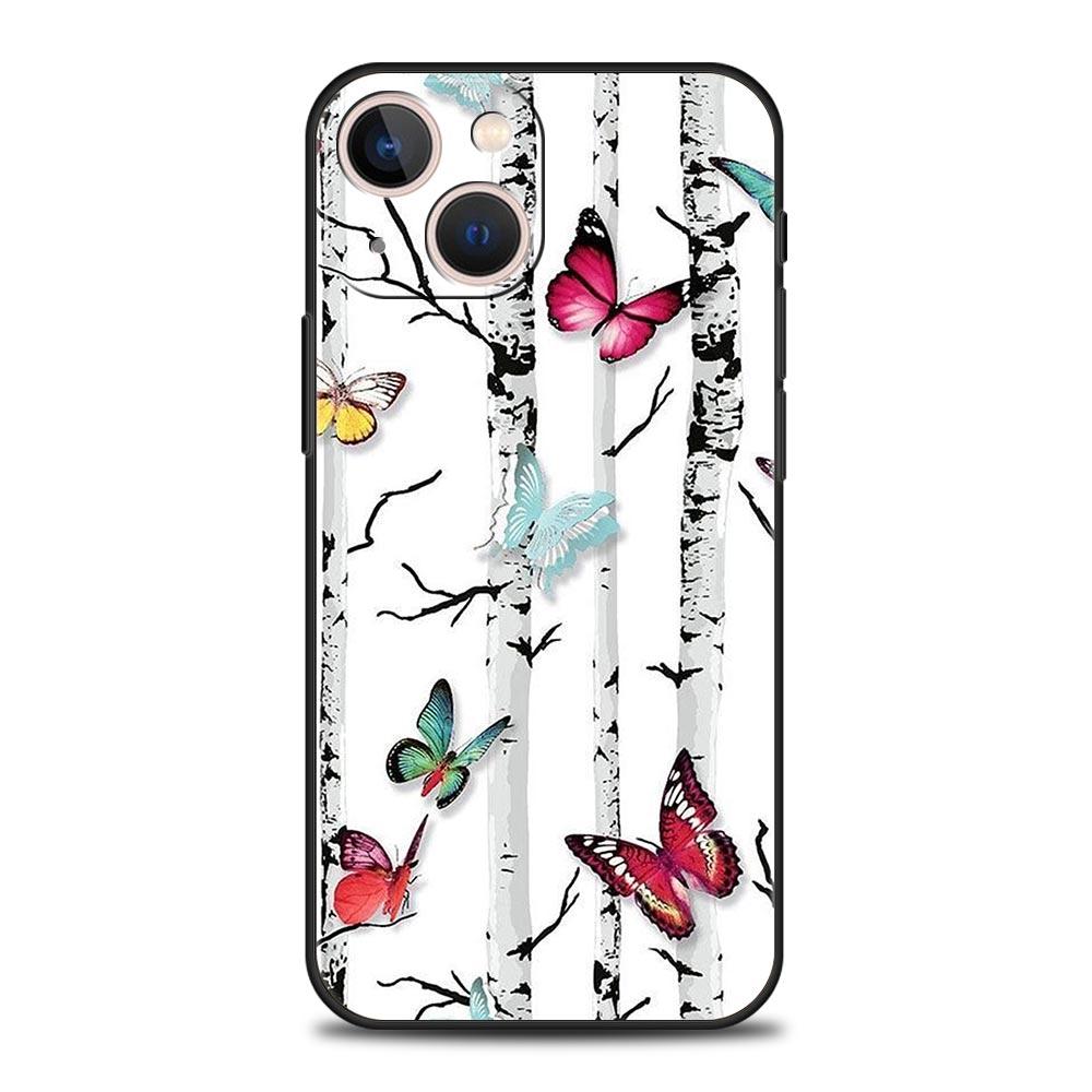 Чехол-бампер с дизайном бабочки для iPhone 17 16 15 14 13 12 Pro Max 11 Pro Max 17 AIR Plus Ударопрочный Мягкий ТПУ Корпус Fundas