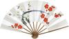 Танцевальный веер 533 Ткань Перл Красный и белый слива 9 см 5 минут Бамбук сожженный для танцев (ручной росписью)