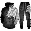Personality Lion 3D Print Hoodie/Tracksuit Men's Cool Hooded Sweatshirts+Pants Jogging Suit Hip Hop Male Streetwear Clothing Set