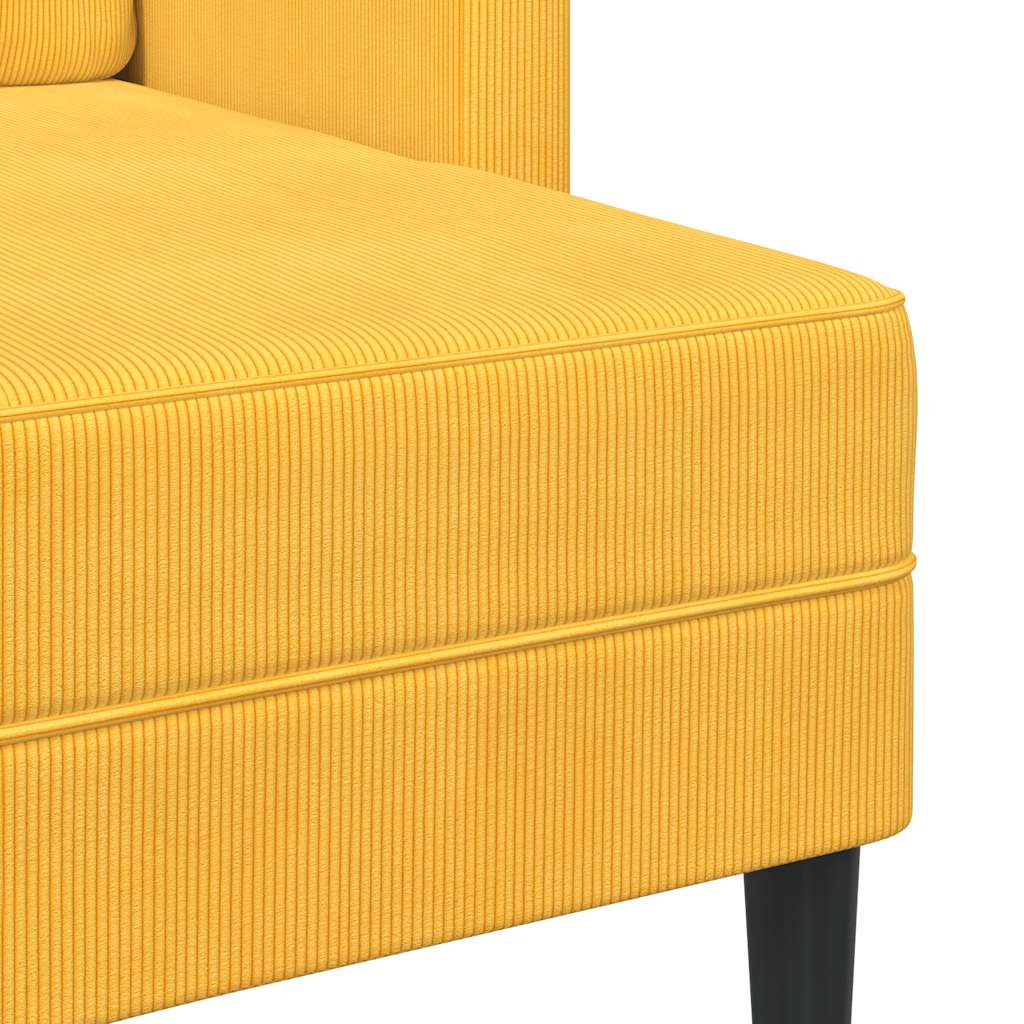 2 Seater L Shaped Sofa with Chaise Longue Light Yellow 125 cm Linen