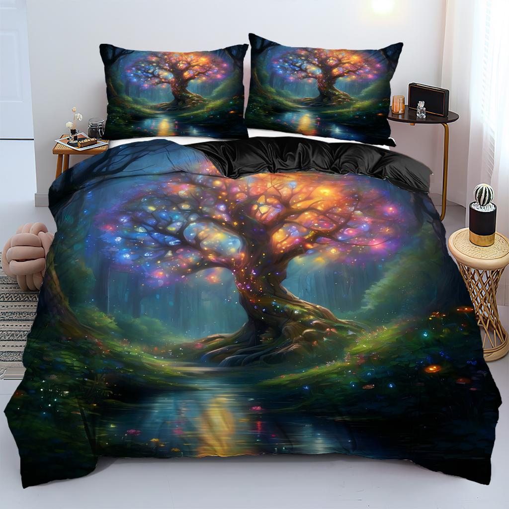 Colorful Big Tree Painting 3D Printed Quilt Cover Modern Art Style Bedding Set Luxury Home Textiles Polyester Soft Duvet Cover