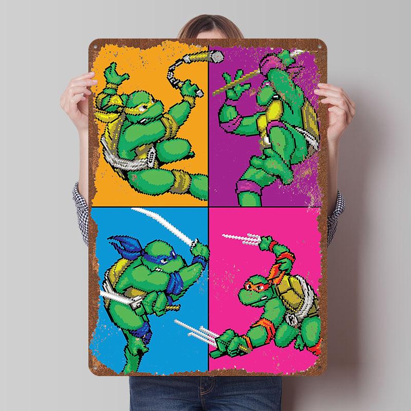 TMNT Tinplate Posters Customizable Wall Art Retro Vintage Metal Tin Signs for Bedroom Decoration Gaming Home Decor Accessories