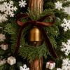 Мини Рождественский Венок из Кедра Маленький Искусственный Рождественский Венок с Колокольчиком и Бантом из Ленты для Рождественской Елки Каминной Полки Окна Камина Кухонного Декора