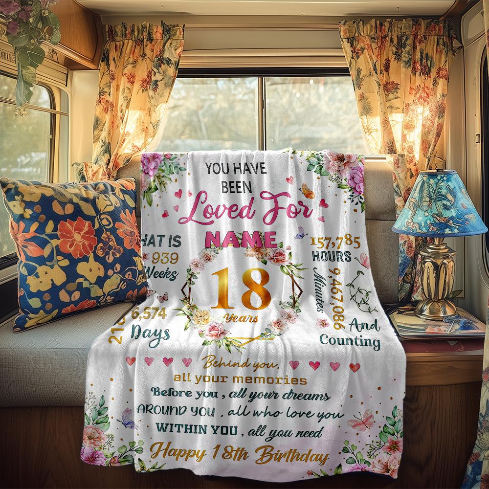 Loved For 18 Years Customize Your Name Rv Blanket Soft Lightweight Comfortable Allseason Multipurpose Blanket For Travel Camping Picnics Sofa Bed