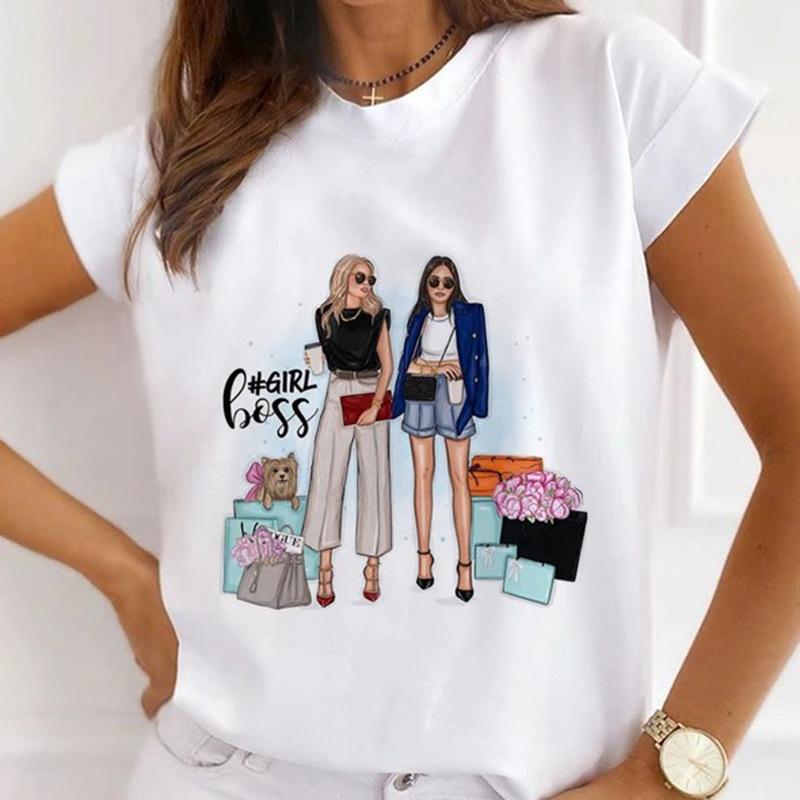 Summer Plus Size Women's Top with Letter Print Retro Pure Cotton Short Sleeved T-Shirts Women’s