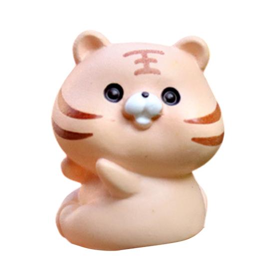 Tiny Resin Animals Figurine Mini Tiger Cat Bunny Cow Miniature Statue for Dollhouse Fairy Garden Terrariums Plant Pot Ornaments Cake Topper