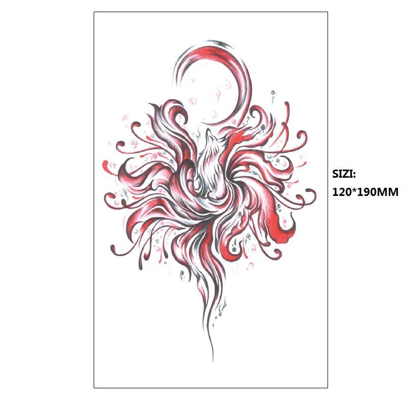 Девятихвостая лиса с другой стороны, цветок, цвет, вода, переводная имитация татуировки, рука, половина руки, татуировка, наклейка на спину