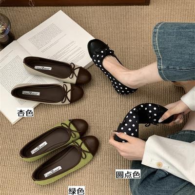 Французские маленькие ароматные туфли-лодочки, женская обувь, весна и осень 2025, новые весенне-летние туфли на плоской подошве с круглым носком, балетки, вечерние туфли