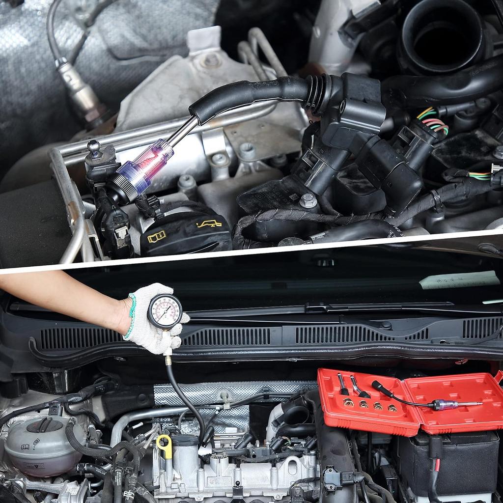 Набор для проверки компрессии цилиндров бензинового двигателя Автомобильный и мотоциклетный инструмент 0-300 фунтов на квадратный дюйм Давление в цилиндрах двигателя 0-21 бар Манометр