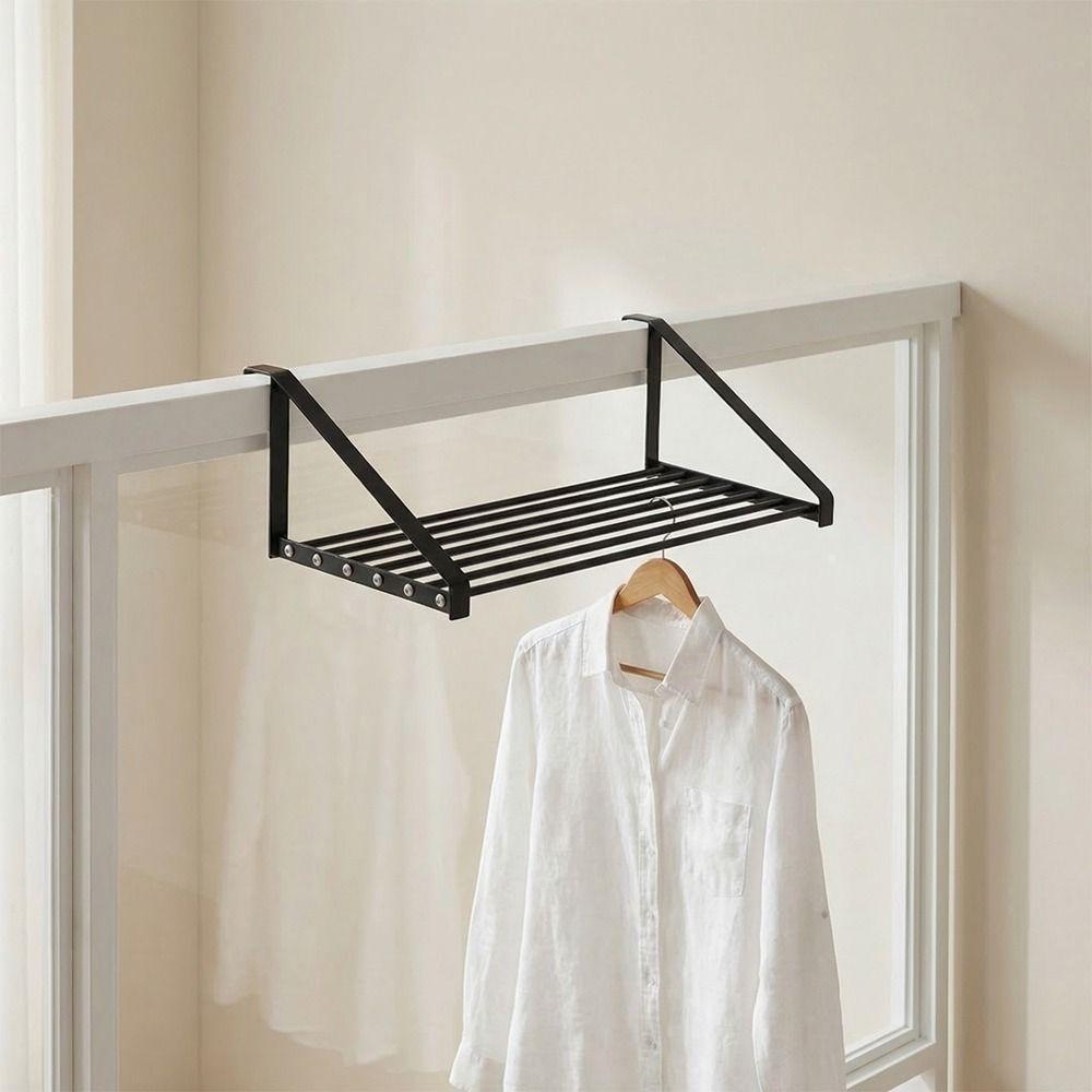 Space Saving Clothes Drying Rack Wall Mounted Hanging Clothes Rack Shoe Rack  for Balcony