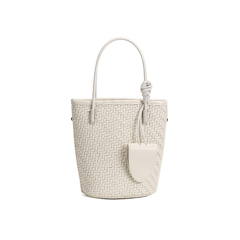 Модная женская сумка-ведро из овчины со шнурком и плетеной ручкой, новая универсальная повседневная сумка на плечо, сумка через плечо 2025