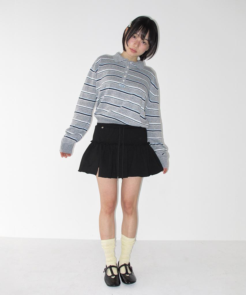 RONRON Loose Fit Stripe Collar Knit Gray