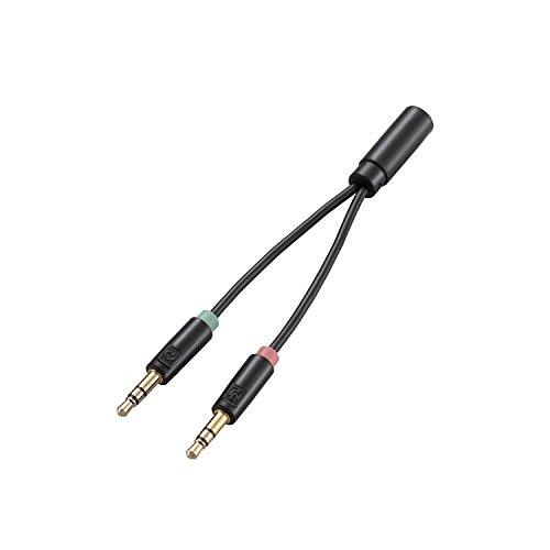 ELECOM audio conversion cable (4-pole female to 3-pole male, x 2) 3.5mm [conversion cable for using earphones with microphone on PC] AV-35AD01BK