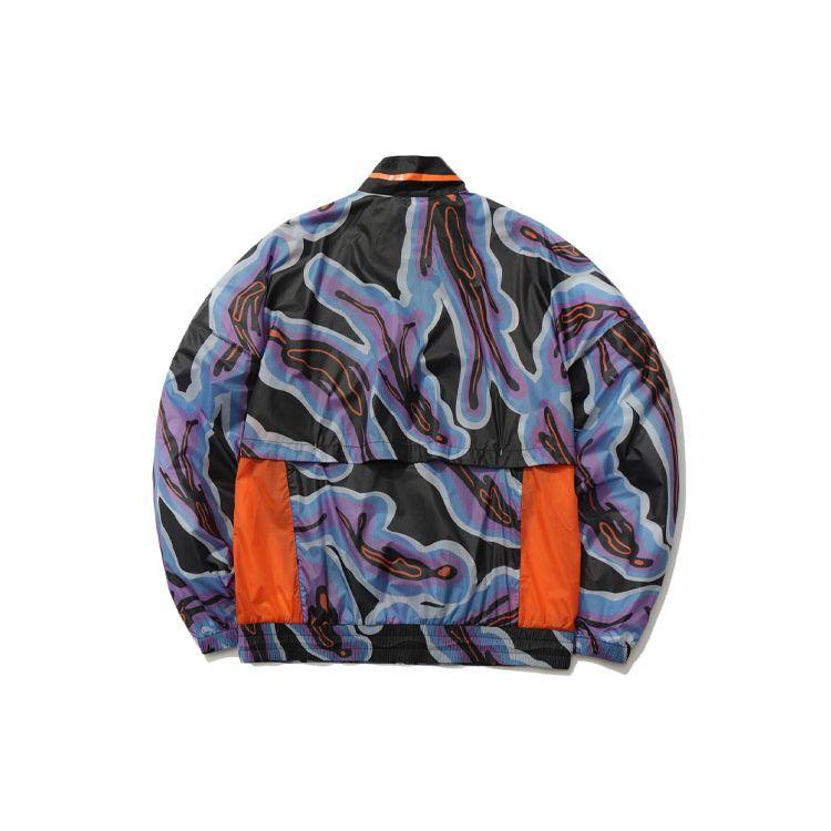 Li Ning Logo Sports Fashion Series All Over Print Свободный крой с логотипом и воротником-стойкой Мужская куртка Фиолетовый AFDR295-1