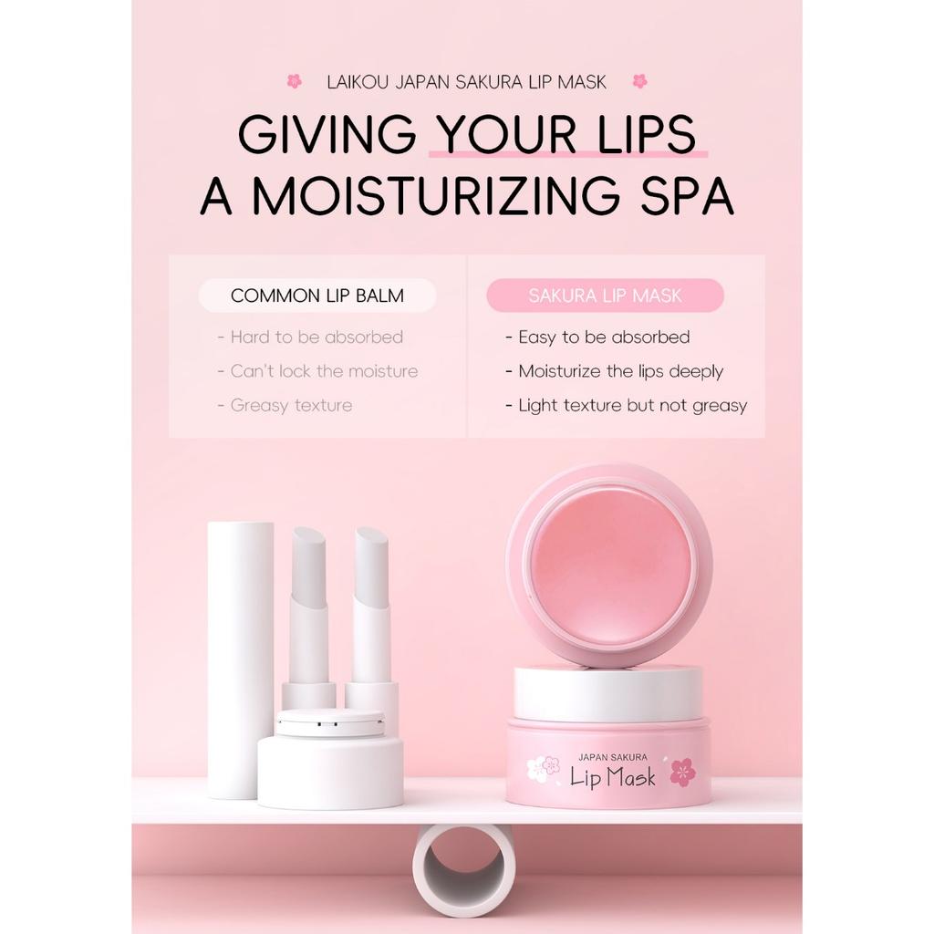 LAIKOU Cherry Blossom Lip Mask 8g Elastic Tender увлажняющая увлажняющая маска для губ