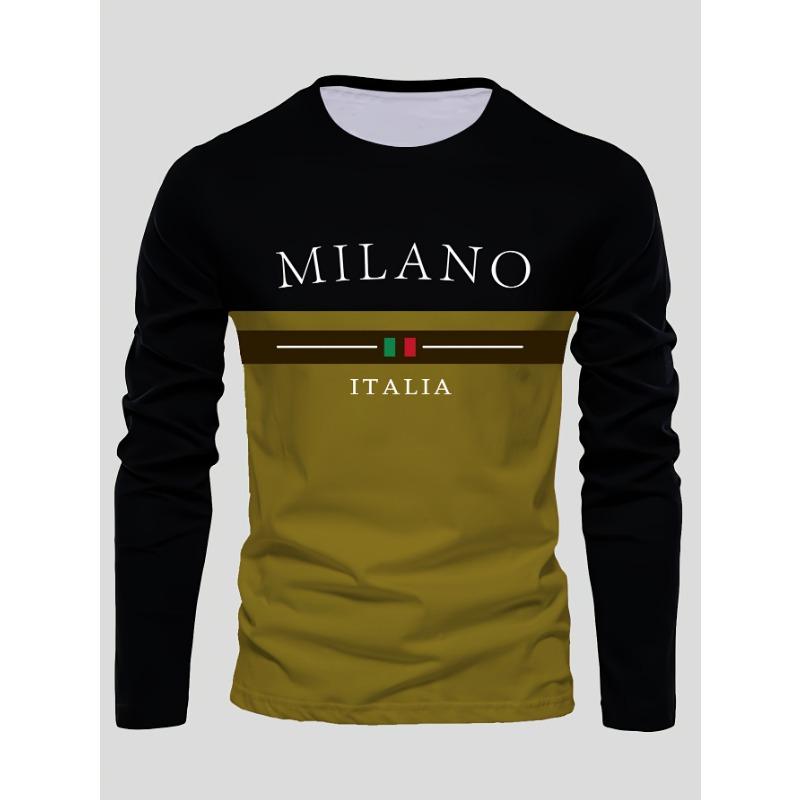 Summer Men's Print Casual Trend Long-sleeved T-shirt Breathable, Quick-drying Comfortable Sports Italian Men's Long Sleeves