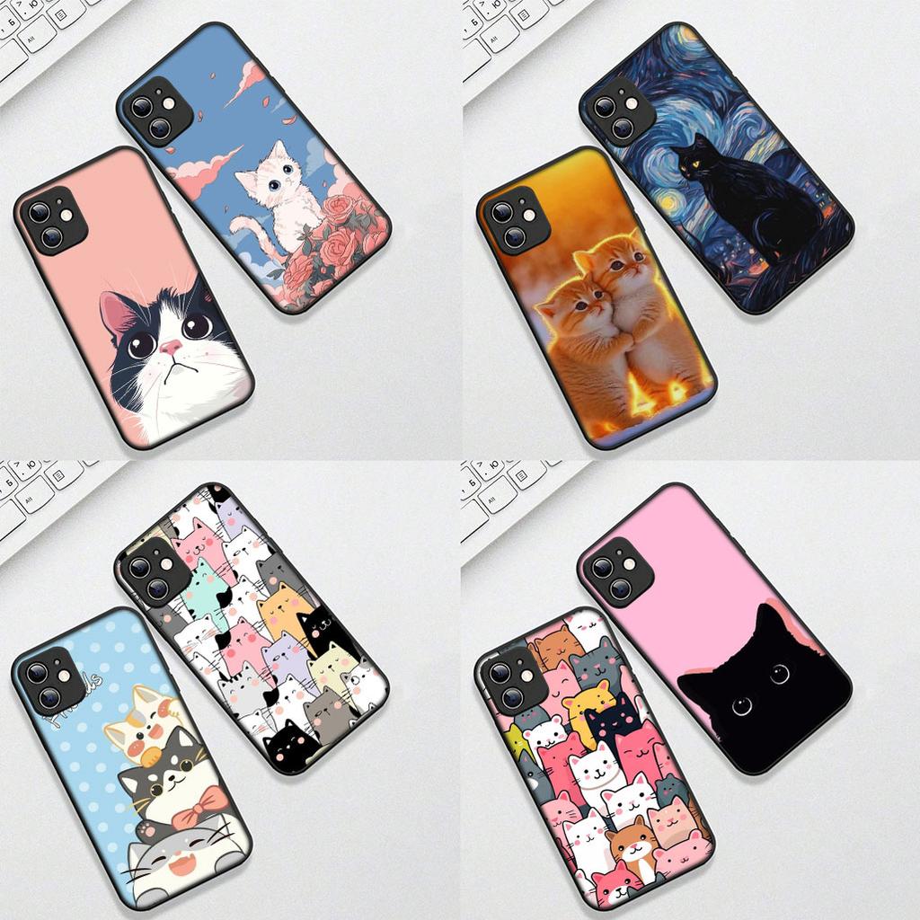 Soft Cover for Samsung Galaxy S20 S22 S21 FE Ultra Plus A07 A17 A15 A16 A25 A57 A37 Casing Phone Case Comics Cat Meow Lovely