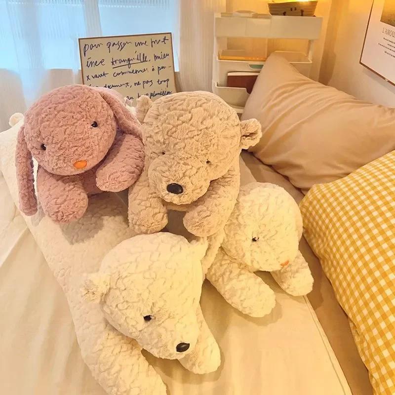 Длинная плюшевая подушка-обнимашка в виде кролика, большая, милый медведь, мягкий кролик, подушка для сна, декоративная подушка для тела, подушка для спины стула, декор