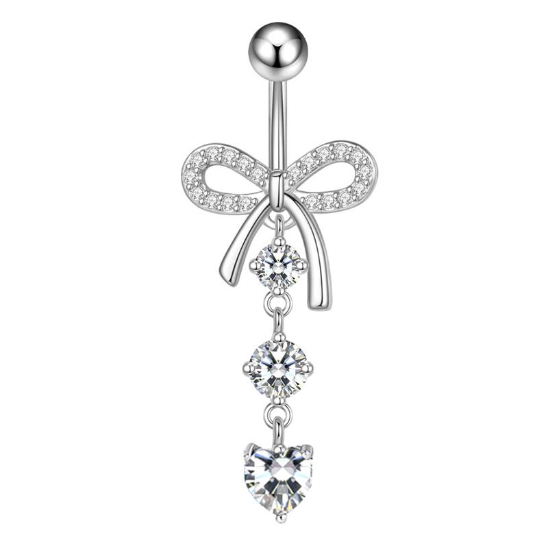 Нержавеющая сталь розовая точка дрель пупочное кольцо бабочка циркон простая пряжка для пупка украшение для пирсинга