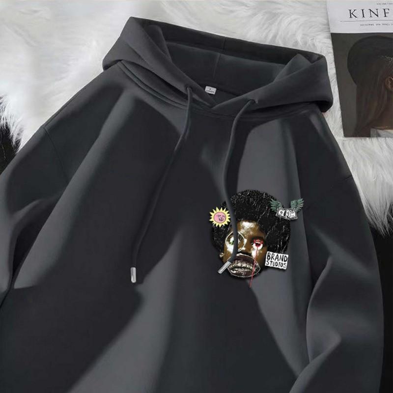 Oversized Retro Vintage Hoodie Men Women - Loose Fit Streetwear Sweatshirt With Graphic Print Cotton Lined Fall 2025
