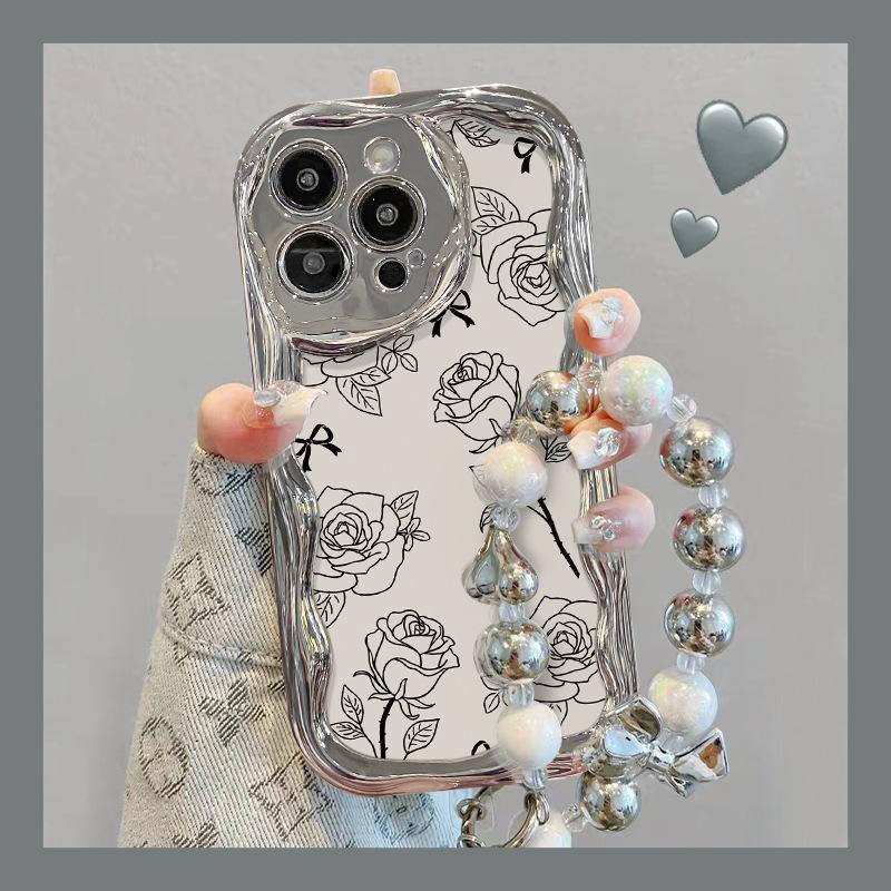 Line Rose Chain подходит для Apple 15promax чехол для мобильного телефона iPhone13/12 гальванизированный серебряный узор Xs полный пакет