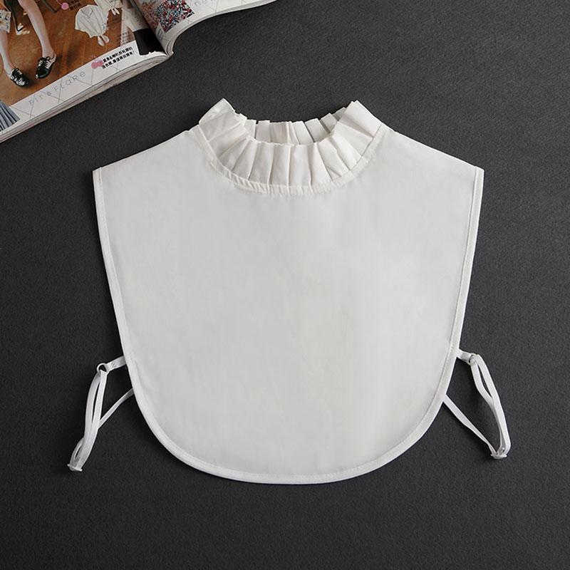 Front Tie White Fake Collar Stand Beads Detachable Collar Fake Women Vintage Crystal Lace Ladies False Blouse Collar Half Shirt