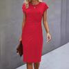Women's Casual Dress with Short Sleeves Round Neck Tight Knee-length Dress