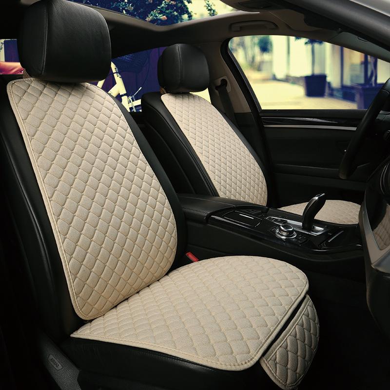 Universal Linen Car Seat Cushion Set - 5-Seater, 3-Piece, All-Season Comfort