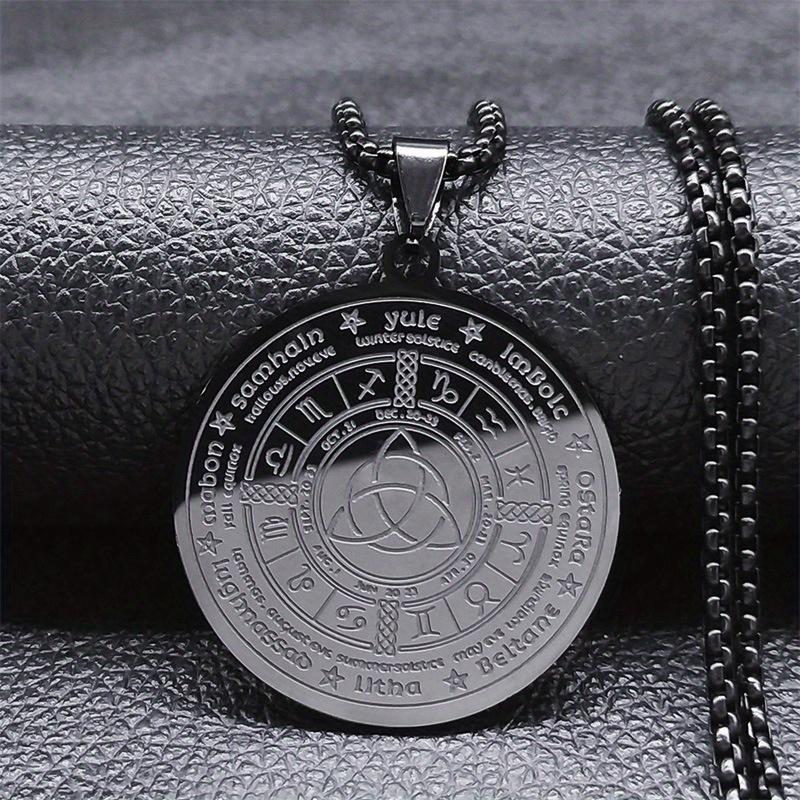 Винтажный узел Астрология ожерелье из нержавеющей стали Круглый бренд Двенадцать созвездий Титановая сталь подвеска ювелирные изделия