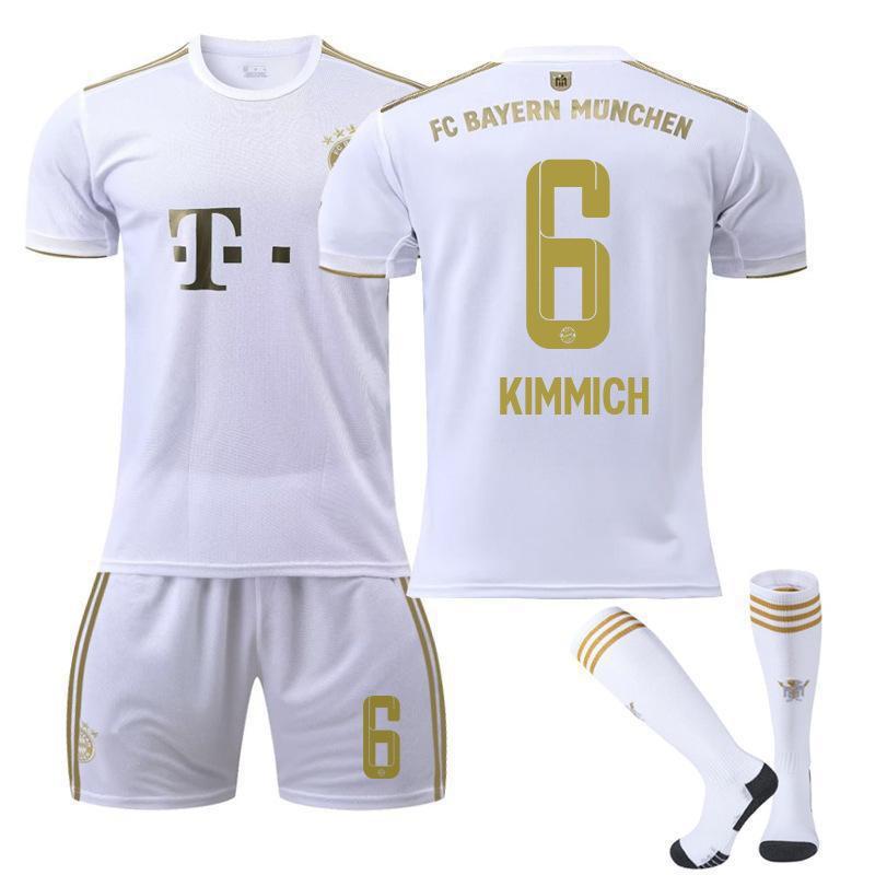 2223 Bayern Away White No. 17 Mane 4 Dericht 25 Muller Jersey Football Uniform Set Sportswear